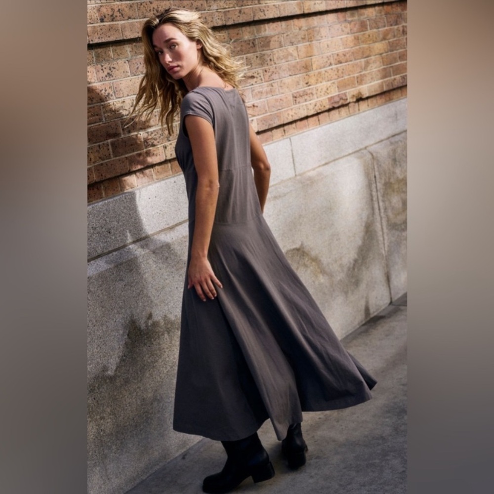 🕠 NWT | Free People | Free-est | Ellis Maxi Dress | Charcoal | Cap Sleeve | XS